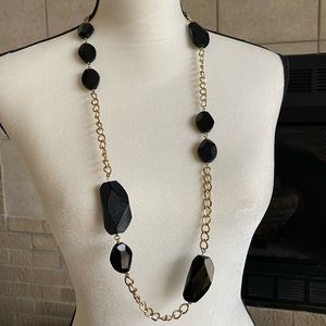 black and gold long fashion necklace